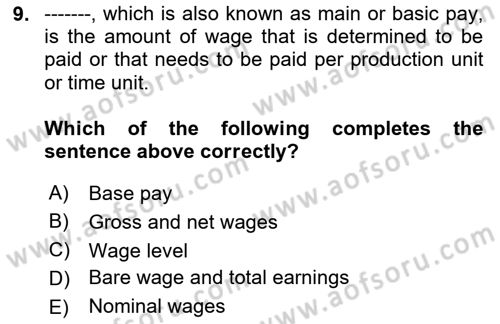 Human Resource Management Dersi 2024 - 2025 Yılı (Final) Dönem Sonu Sınav Soruları 9. Soru