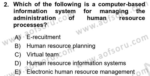Human Resource Management Dersi 2024 - 2025 Yılı Yaz Okulu Sınav Soruları 2. Soru