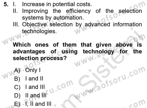 Human Resource Management Dersi 2024 - 2025 Yılı Yaz Okulu Sınav Soruları 5. Soru