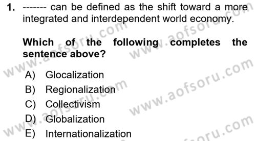 International Business Dersi 2020 - 2021 Yılı Yaz Okulu Sınavı 1. Soru