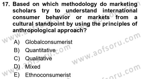 International Business Dersi 2020 - 2021 Yılı Yaz Okulu Sınav Soruları 17. Soru