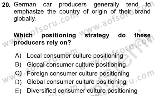 International Business Dersi 2020 - 2021 Yılı Yaz Okulu Sınav Soruları 20. Soru