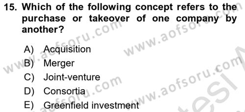 International Business Dersi 2021 - 2022 Yılı (Vize) Ara Sınav Soruları 15. Soru