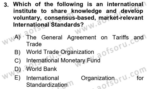 International Business Dersi 2021 - 2022 Yılı (Vize) Ara Sınav Soruları 3. Soru