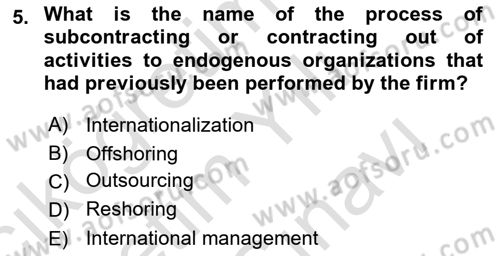 International Business Dersi 2021 - 2022 Yılı (Vize) Ara Sınav Soruları 5. Soru