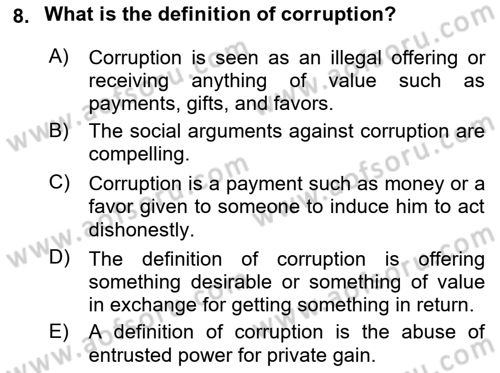 International Business Dersi 2021 - 2022 Yılı (Vize) Ara Sınav Soruları 8. Soru