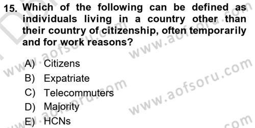 International Business Dersi 2021 - 2022 Yılı (Final) Dönem Sonu Sınav Soruları 15. Soru