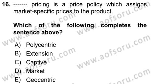 International Business Dersi 2021 - 2022 Yılı (Final) Dönem Sonu Sınav Soruları 16. Soru