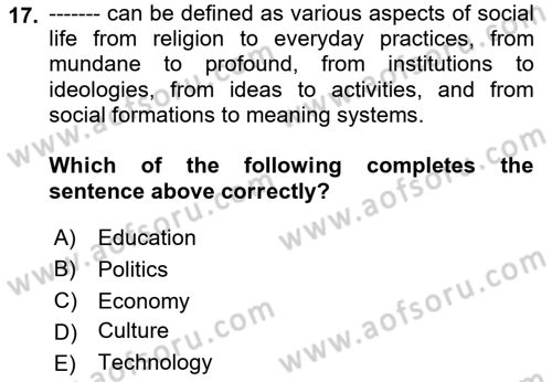 International Business Dersi 2021 - 2022 Yılı (Final) Dönem Sonu Sınav Soruları 17. Soru