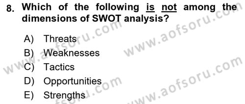 International Business Dersi 2021 - 2022 Yılı Yaz Okulu Sınavı 8. Soru