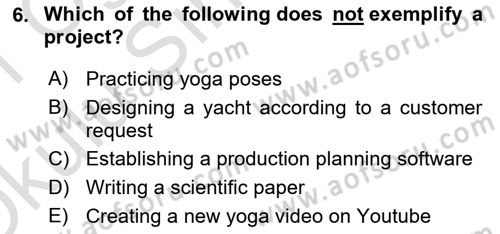 Project Management Dersi 2020 - 2021 Yılı Yaz Okulu Sınav Soruları 6. Soru