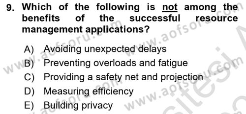 Project Management Dersi 2020 - 2021 Yılı Yaz Okulu Sınav Soruları 9. Soru
