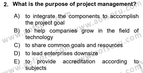 Project Management Dersi 2021 - 2022 Yılı (Vize) Ara Sınav Soruları 2. Soru