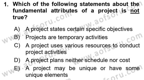 Project Management Dersi 2021 - 2022 Yılı (Final) Dönem Sonu Sınav Soruları 1. Soru