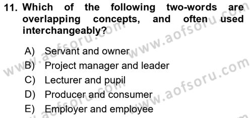 Project Management Dersi 2021 - 2022 Yılı Yaz Okulu Sınav Soruları 11. Soru