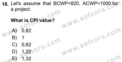Project Management Dersi 2021 - 2022 Yılı Yaz Okulu Sınav Soruları 18. Soru