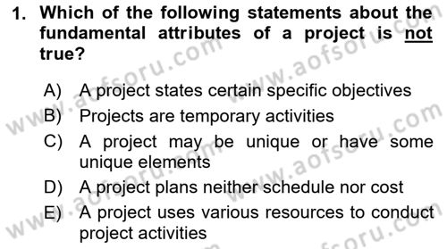 Project Management Dersi 2022 - 2023 Yılı Yaz Okulu Sınav Soruları 1. Soru