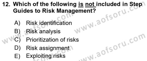 Project Management Dersi 2022 - 2023 Yılı Yaz Okulu Sınav Soruları 12. Soru