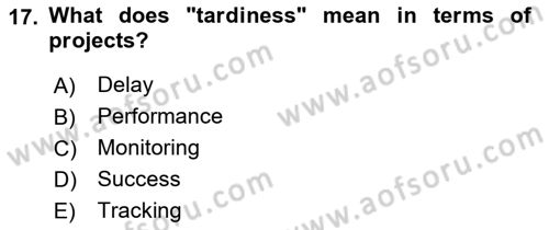 Project Management Dersi 2022 - 2023 Yılı Yaz Okulu Sınav Soruları 17. Soru