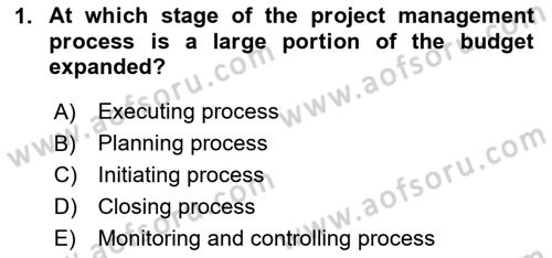 Project Management Dersi 2023 - 2024 Yılı (Final) Dönem Sonu Sınav Soruları 1. Soru