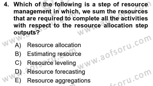 Project Management Dersi 2023 - 2024 Yılı (Final) Dönem Sonu Sınav Soruları 4. Soru