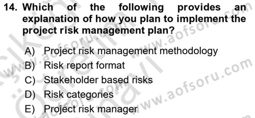 Project Management Dersi 2023 - 2024 Yılı Yaz Okulu Sınav Soruları 14. Soru