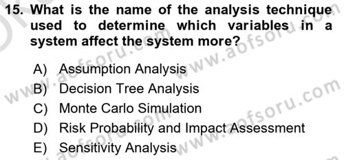 Project Management Dersi 2023 - 2024 Yılı Yaz Okulu Sınav Soruları 15. Soru