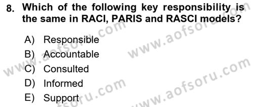 Project Management Dersi 2023 - 2024 Yılı Yaz Okulu Sınav Soruları 8. Soru