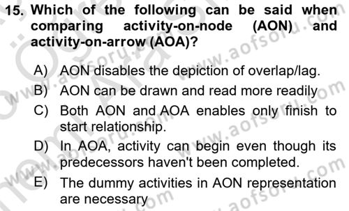 Project Management Dersi 2024 - 2025 Yılı (Vize) Ara Sınav Soruları 15. Soru