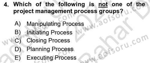 Project Management Dersi 2024 - 2025 Yılı (Vize) Ara Sınav Soruları 4. Soru