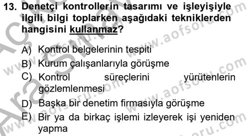 Denetim Dersi 2012 - 2013 Yılı (Vize) Ara Sınav Soruları 13. Soru