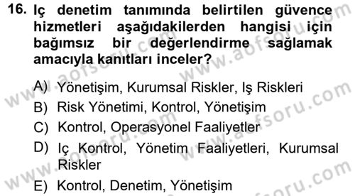 Denetim Dersi 2012 - 2013 Yılı (Vize) Ara Sınav Soruları 16. Soru
