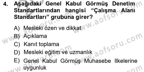 Denetim Dersi 2012 - 2013 Yılı (Vize) Ara Sınav Soruları 4. Soru