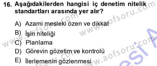 Denetim Dersi 2014 - 2015 Yılı (Vize) Ara Sınav Soruları 16. Soru