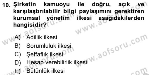 Denetim Dersi 2018 - 2019 Yılı Yaz Okulu Sınav Soruları 10. Soru