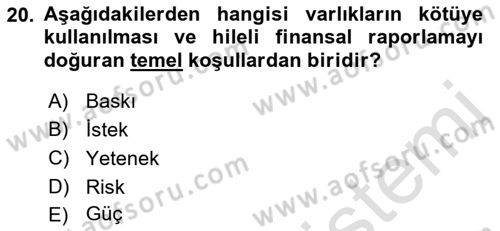 Denetim Dersi 2019 - 2020 Yılı (Vize) Ara Sınav Soruları 20. Soru