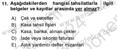 Denetim Dersi 2024 - 2025 Yılı (Final) Dönem Sonu Sınav Soruları 11. Soru