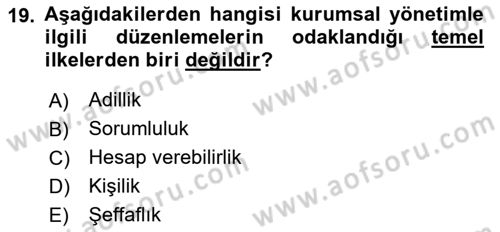 Denetim Dersi 2024 - 2025 Yılı Yaz Okulu Sınav Soruları 19. Soru