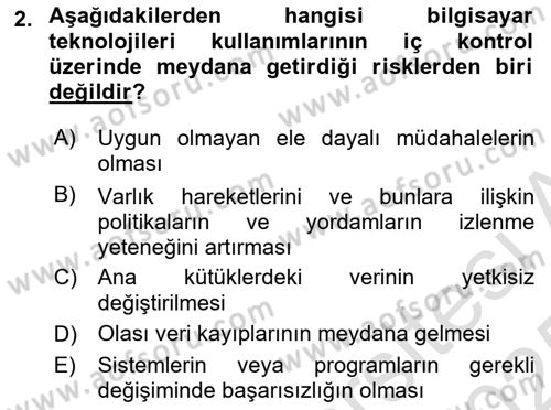 Denetim Dersi 2024 - 2025 Yılı Yaz Okulu Sınav Soruları 2. Soru