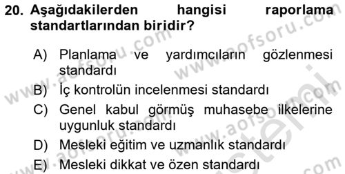 Denetim Dersi 2024 - 2025 Yılı Yaz Okulu Sınav Soruları 20. Soru