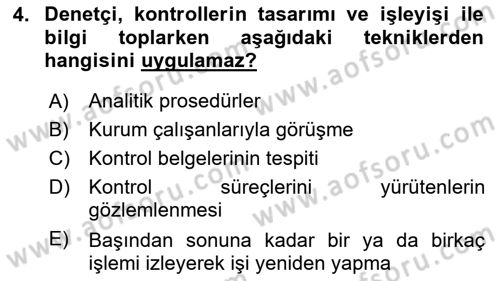 Denetim Dersi 2024 - 2025 Yılı Yaz Okulu Sınav Soruları 4. Soru