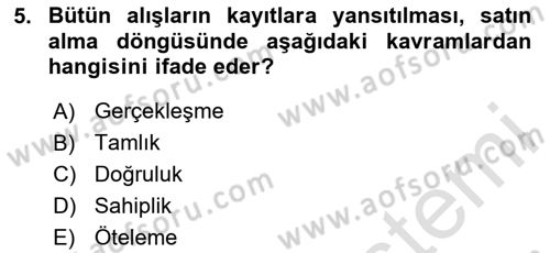 Denetim Dersi 2024 - 2025 Yılı Yaz Okulu Sınav Soruları 5. Soru