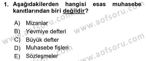 Denetim Dersi 2025 - 2026 Yılı (Vize) Ara Sınav Soruları 1. Soru