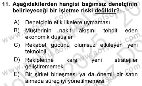 Denetim Dersi 2025 - 2026 Yılı (Vize) Ara Sınav Soruları 11. Soru