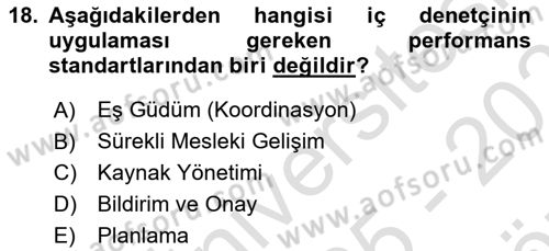 Denetim Dersi 2025 - 2026 Yılı (Vize) Ara Sınav Soruları 18. Soru