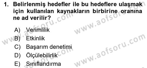 Denetim Dersi 2025 - 2026 Yılı Yaz Okulu Sınav Soruları 1. Soru