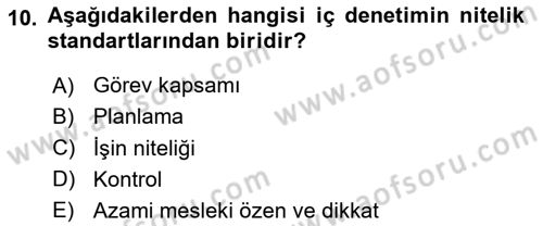 Denetim Dersi 2025 - 2026 Yılı Yaz Okulu Sınav Soruları 10. Soru
