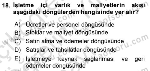 Denetim Dersi 2025 - 2026 Yılı Yaz Okulu Sınav Soruları 18. Soru