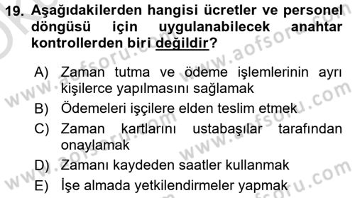 Denetim Dersi 2025 - 2026 Yılı Yaz Okulu Sınav Soruları 19. Soru