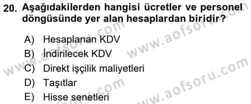 Denetim Dersi 2025 - 2026 Yılı Yaz Okulu Sınav Soruları 20. Soru